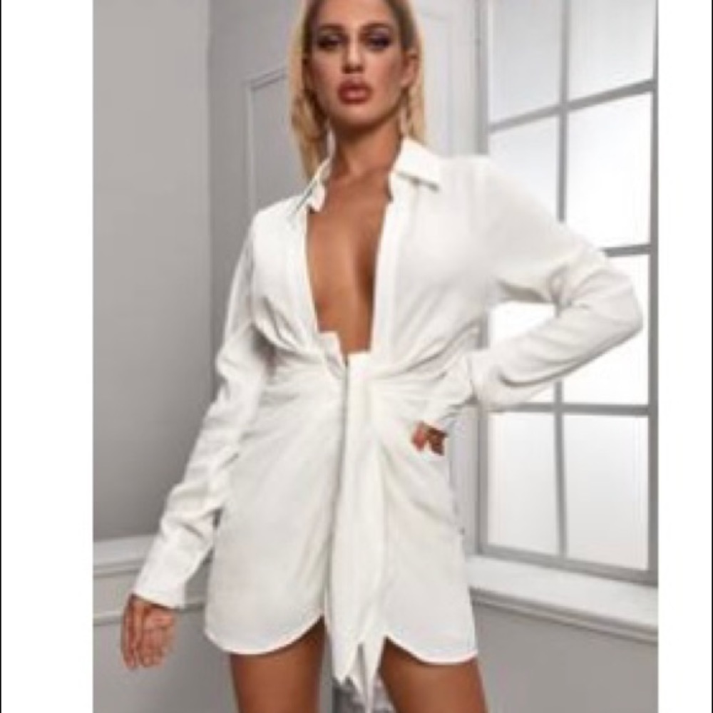 White SHEIN button up dress New no tag